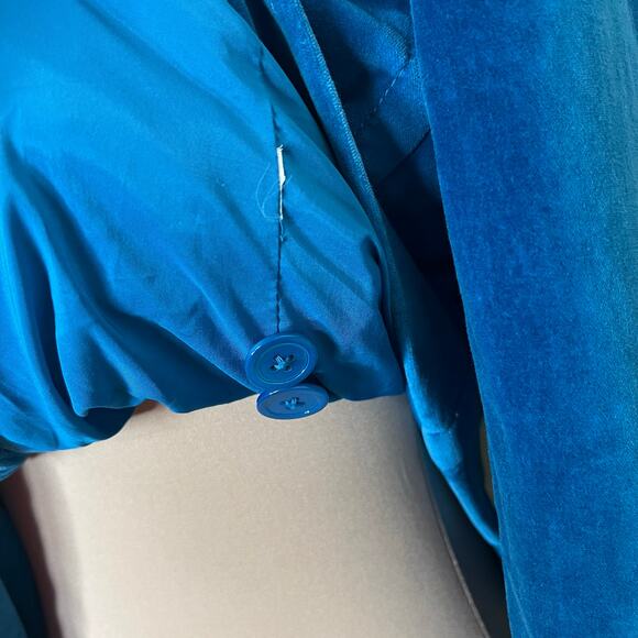 Lucky Brand Velvet Blazer Jacket Large Womens Blue Career Work Chic Velour Slit - Picture 8 of 9